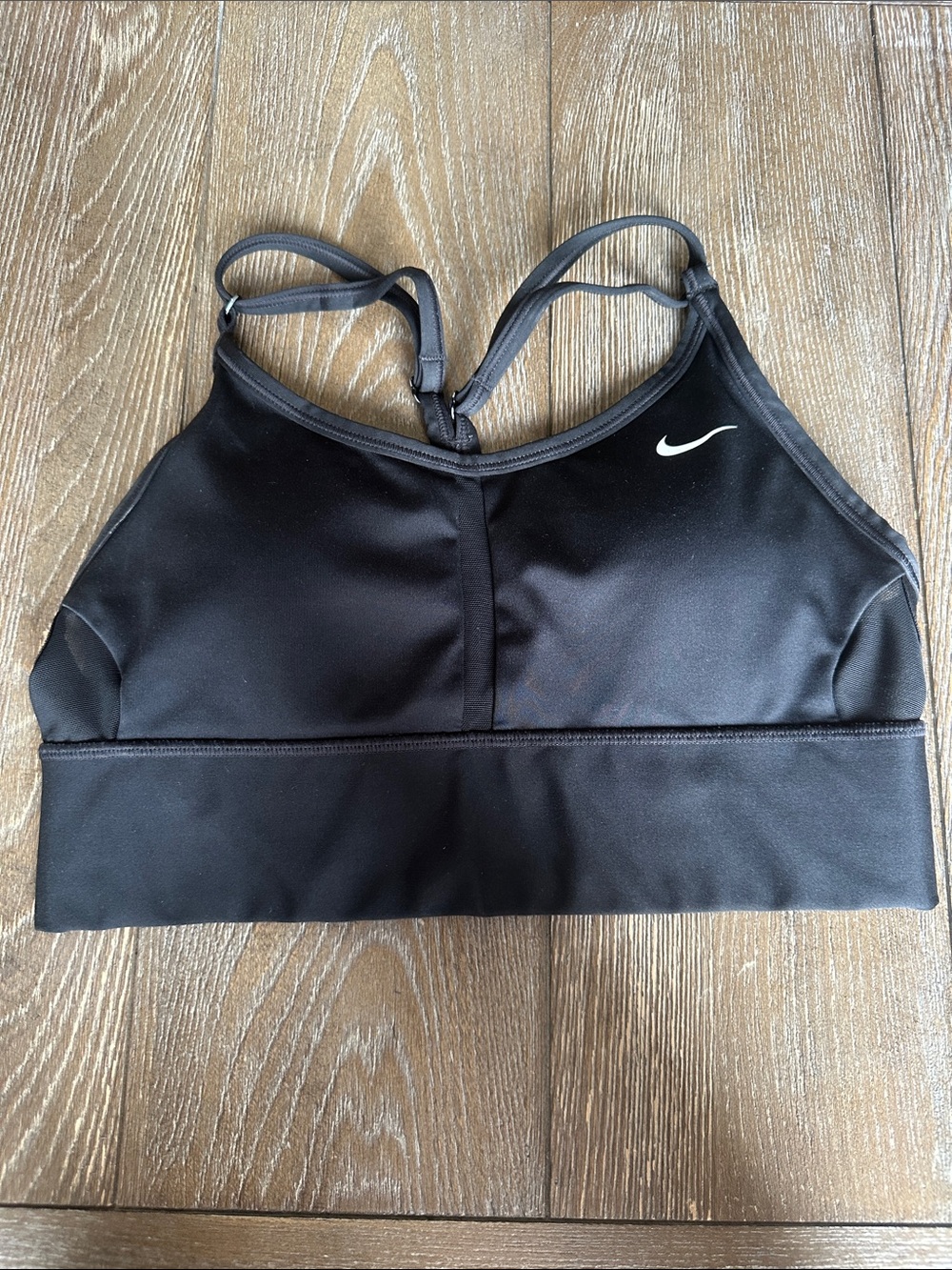 Nike Black Racerback Sports Bra with White Swoosh size Small